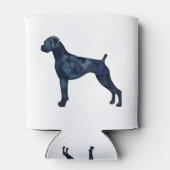 Boxer Dog Natural Ears Black Waterverf Silhouette Blikjeskoeler (Achterkant)