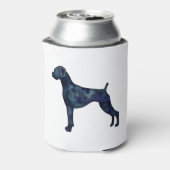 Boxer Dog Natural Ears Black Waterverf Silhouette Blikjeskoeler (Blikje Achterkant)