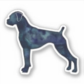 Boxer Dog Natural Ears Black Waterverf Silhouette Sticker (Voorkant)