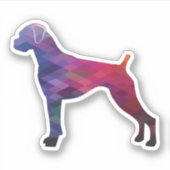 Boxer Dog Natural Ears Geo Silhouette Paars Sticker (Voorkant)