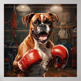 Boxer Dog Oefendoos in de Gym Vintage Poster