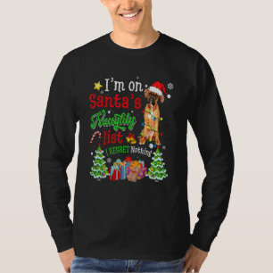 Boxer Dog op de Naughty List Xmas van de Kerstman T-shirt