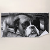 Boxer Dog op Windows Beach Towel Strandlaken (Voorkant)