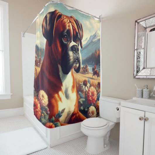 Boxer Dog Painting Douchegordijn (In situ)