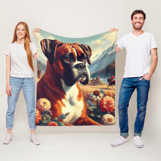 Boxer Dog Painting Fleece Deken (In situ)