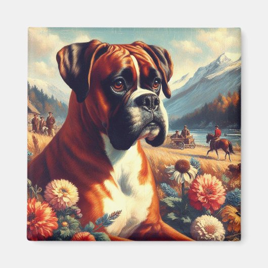 Boxer Dog Painting Magneet (Voorkant)
