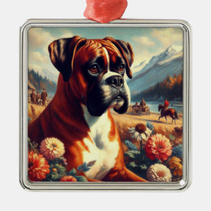 Boxer Dog Painting Metalen Ornament