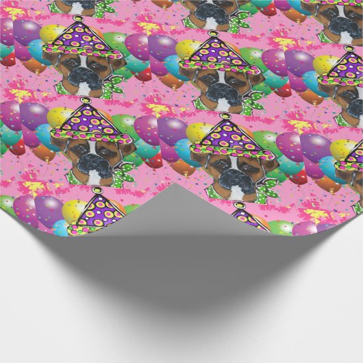 Boxer Dog Party Dog Cadeaupapier (Hoek)