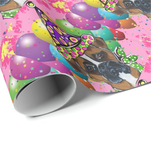 Boxer Dog Party Dog Cadeaupapier (Rol Hoek)