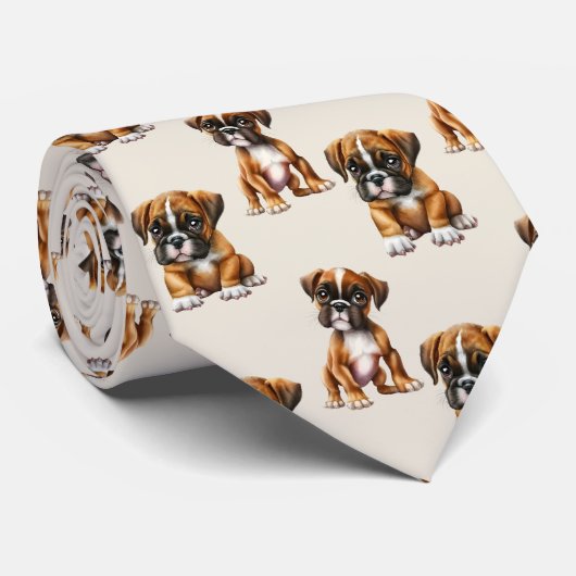 Boxer Dog Pattern Stropdas (Opgerold)
