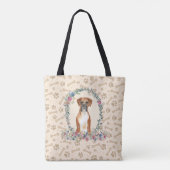 Boxer Dog Paw Print & Dog Bone Cute Tote Bag (Achterkant)