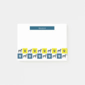 Boxer Dog & Paw Yellow & Blue Grid Lines Post-it® Notes (Voorkant)