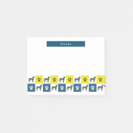Boxer Dog & Paw Yellow & Blue Grid Lines Post-it® Notes