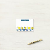 Boxer Dog & Paw Yellow & Blue Grid Lines Post-it® Notes (Op bureau)