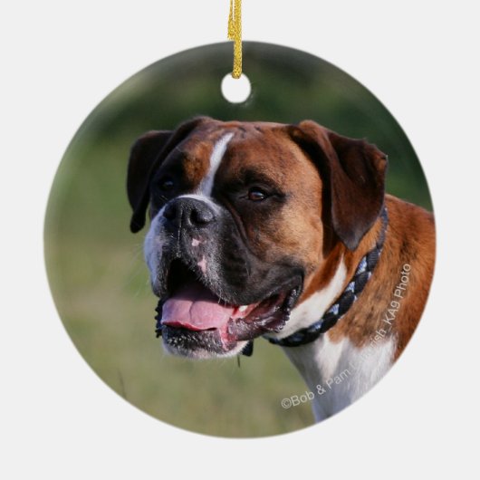 Boxer Dog Permanent Keramisch Ornament (Achterkant)