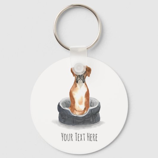 Boxer Dog Personalized Key Ring Sleutelhanger (Voorkant)