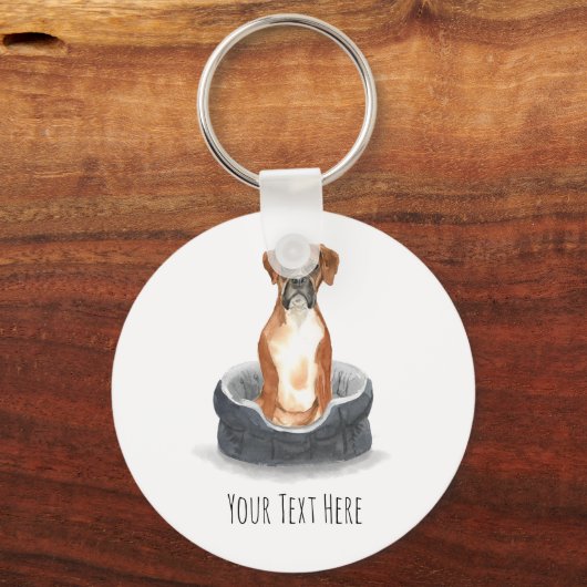Boxer Dog Personalized Key Ring Sleutelhanger (Voorkant)