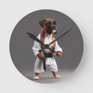 Boxer Dog Play Karate, Boxer Dog Karate Player Ronde Klok