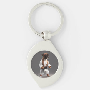 Boxer Dog Play Karate, Boxer Dog Karate Player Sleutelhanger