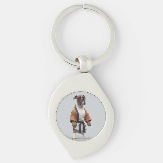 Boxer Dog Play Karate, Karate Champion Boxer Dog Sleutelhanger (Voorkant)