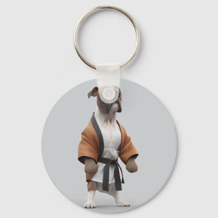 Boxer Dog Play Karate, Karate Champion Boxer Dog Sleutelhanger