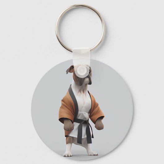 Boxer Dog Play Karate, Karate Champion Boxer Dog Sleutelhanger (Voorkant)