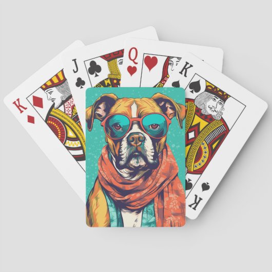 Boxer Dog Pop Art – Leuke Hondenliefhebbers Pokerkaarten (Achterkant)
