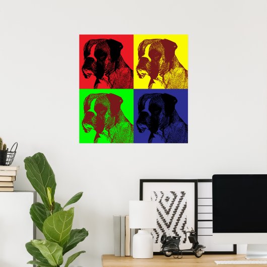 Boxer Dog Pop Art Style Poster (Thuiskantoor)