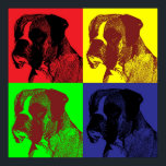 Boxer Dog Pop Art Style Poster<br><div class="desc">Een moediger ontwerp van bokser-honden hoofdprint in beroemde PopArt-stijl.</div>