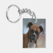 Boxer dog Portrait Double-Sided Sleutelhanger (Voorkant Links)