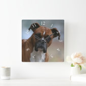 Boxer dog Portrait Square Wall klok (Huis)