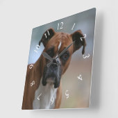 Boxer dog Portrait Square Wall klok (Hoek)