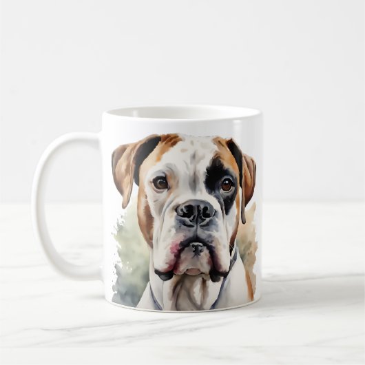 Boxer Dog Pose in Waterverf Koffiemok (Links)