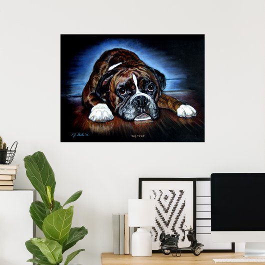 Boxer Dog print, poster (Thuiskantoor)