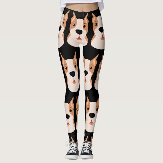 BOXER DOG PRINT YOGA PANTS LEGGINGS (Voorkant)