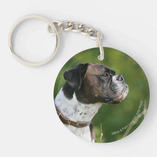 Boxer Dog-profiel Sleutelhanger (Voorkant)