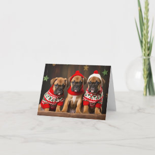 Boxer Dog Puppies Kerst Kaart