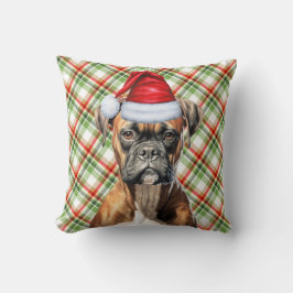 Boxer Dog Red en Green Pset met kerstfeestdag Kussen