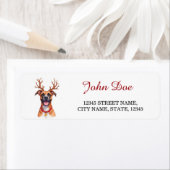 Boxer Dog Reindeer Antlers Christmas Return Etiket (Insitu)