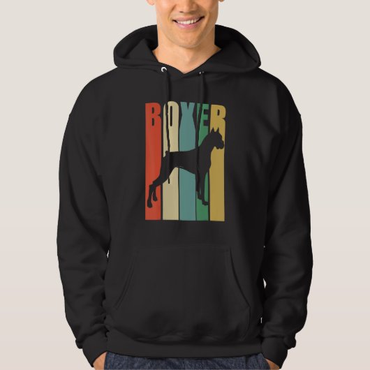 Boxer Dog Retro Hoodie (Voorkant)