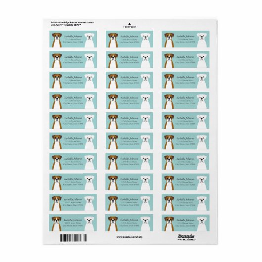 Boxer Dog Return Address Labels (Full Sheet)