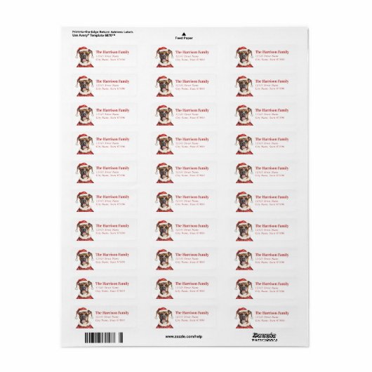Boxer Dog Return Address Labels (Full Sheet)