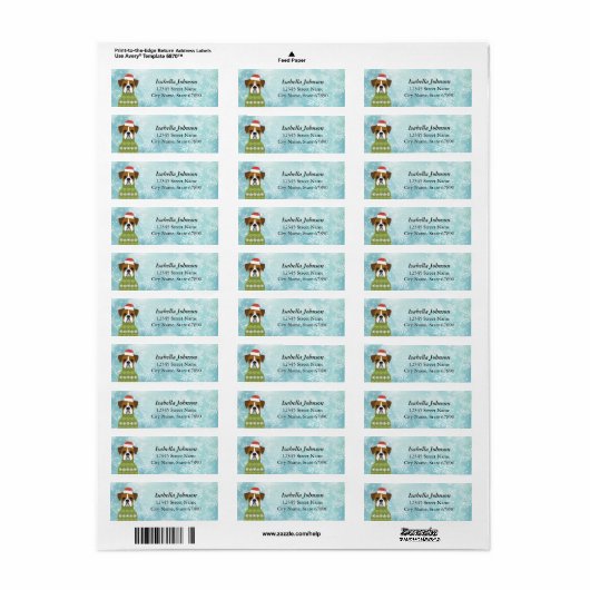 Boxer Dog Return Address Labels (Full Sheet)