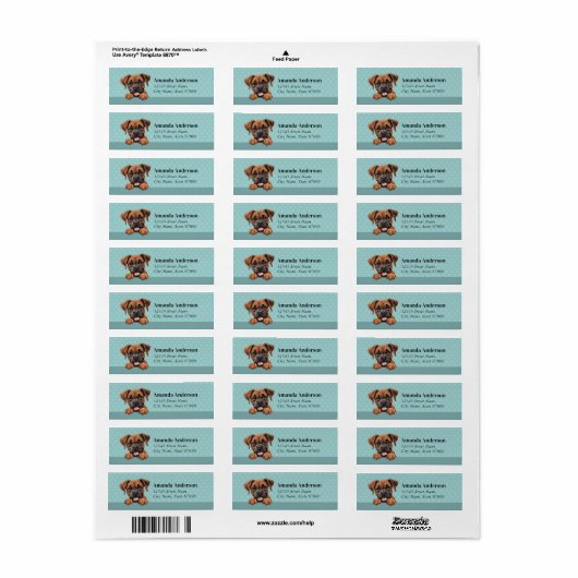 Boxer Dog Return Address Labels (Full Sheet)