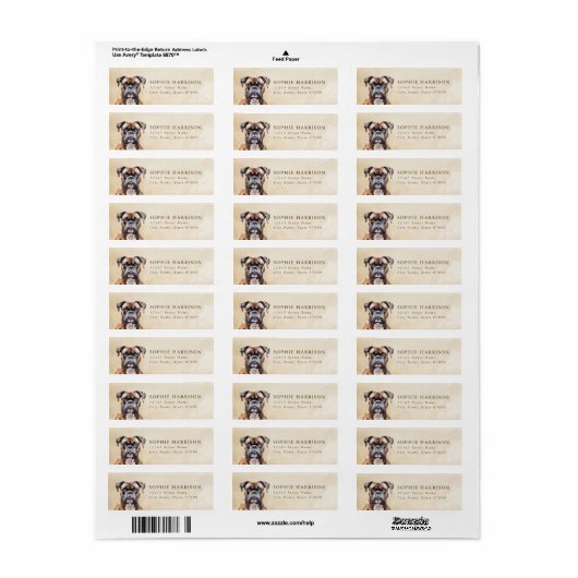 Boxer Dog Return Address Labels (Full Sheet)