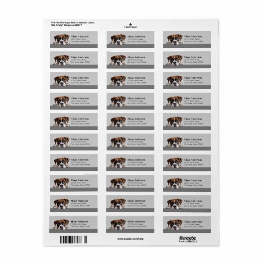 Boxer Dog Return Address Labels (Full Sheet)