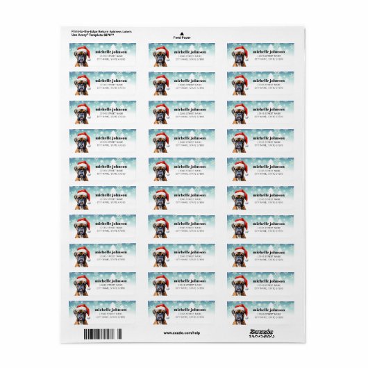 Boxer Dog Return Address Labels (Full Sheet)