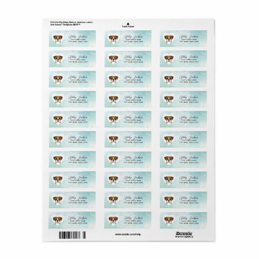 Boxer Dog Return Address Labels (Full Sheet)