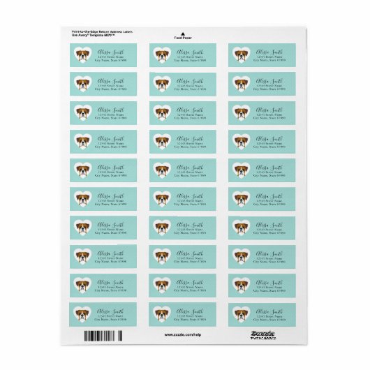 Boxer Dog Return Address Labels (Full Sheet)