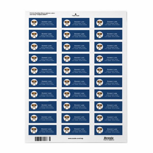Boxer Dog Return Address Labels (Full Sheet)